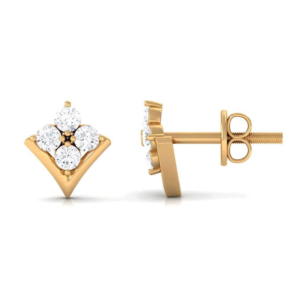 0.5 CT Certified Moissanite Flower Stud Earrings in Gold