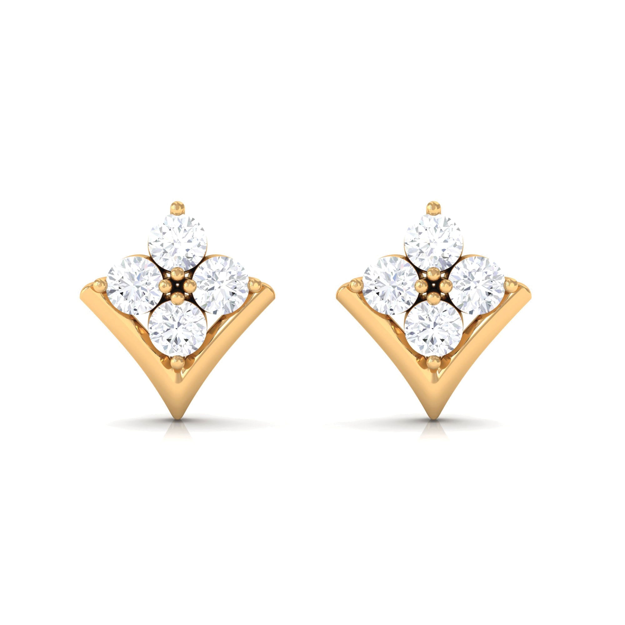 0.5 CT Certified Moissanite Flower Stud Earrings in Gold