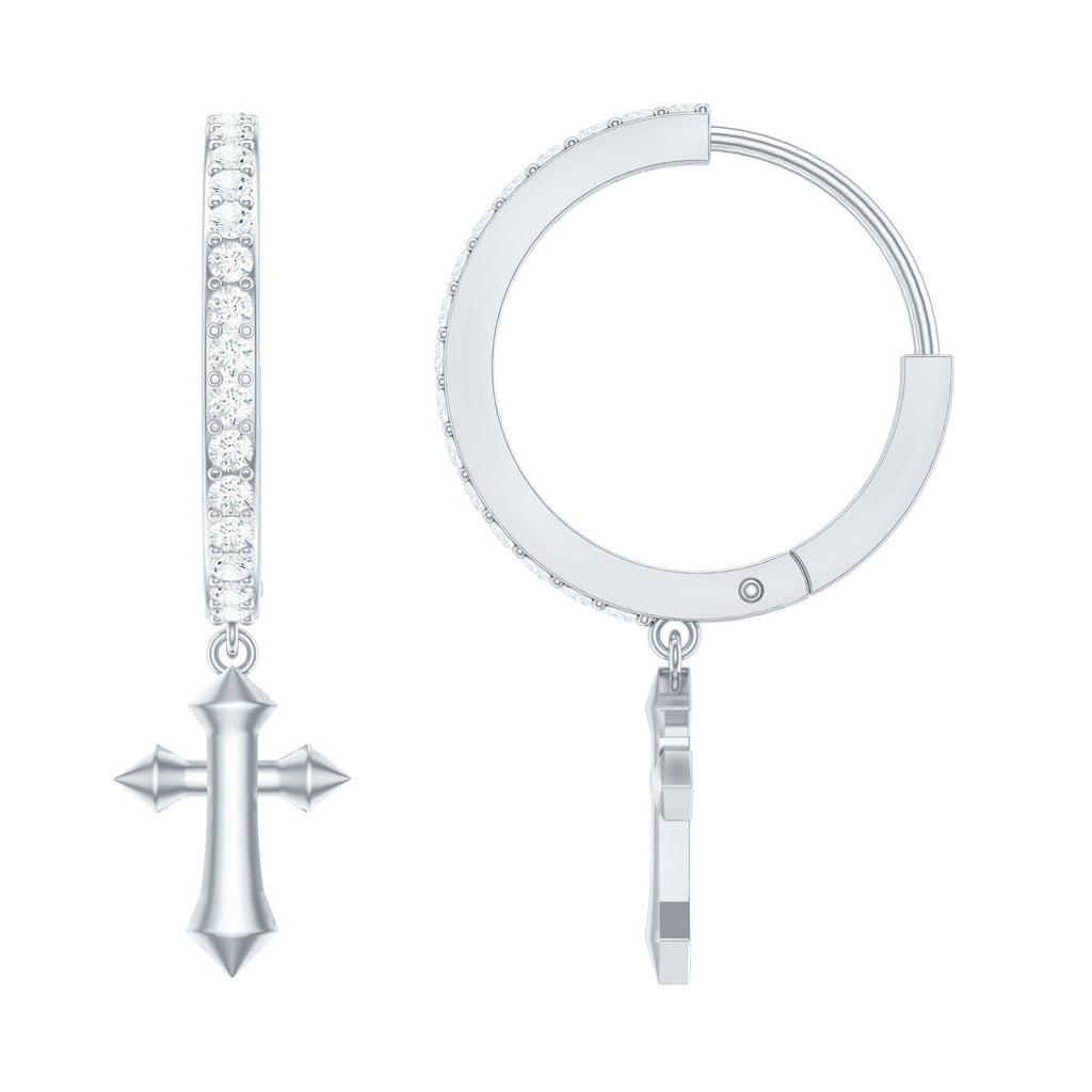 Certified Moissanite Cross Drop Earrings