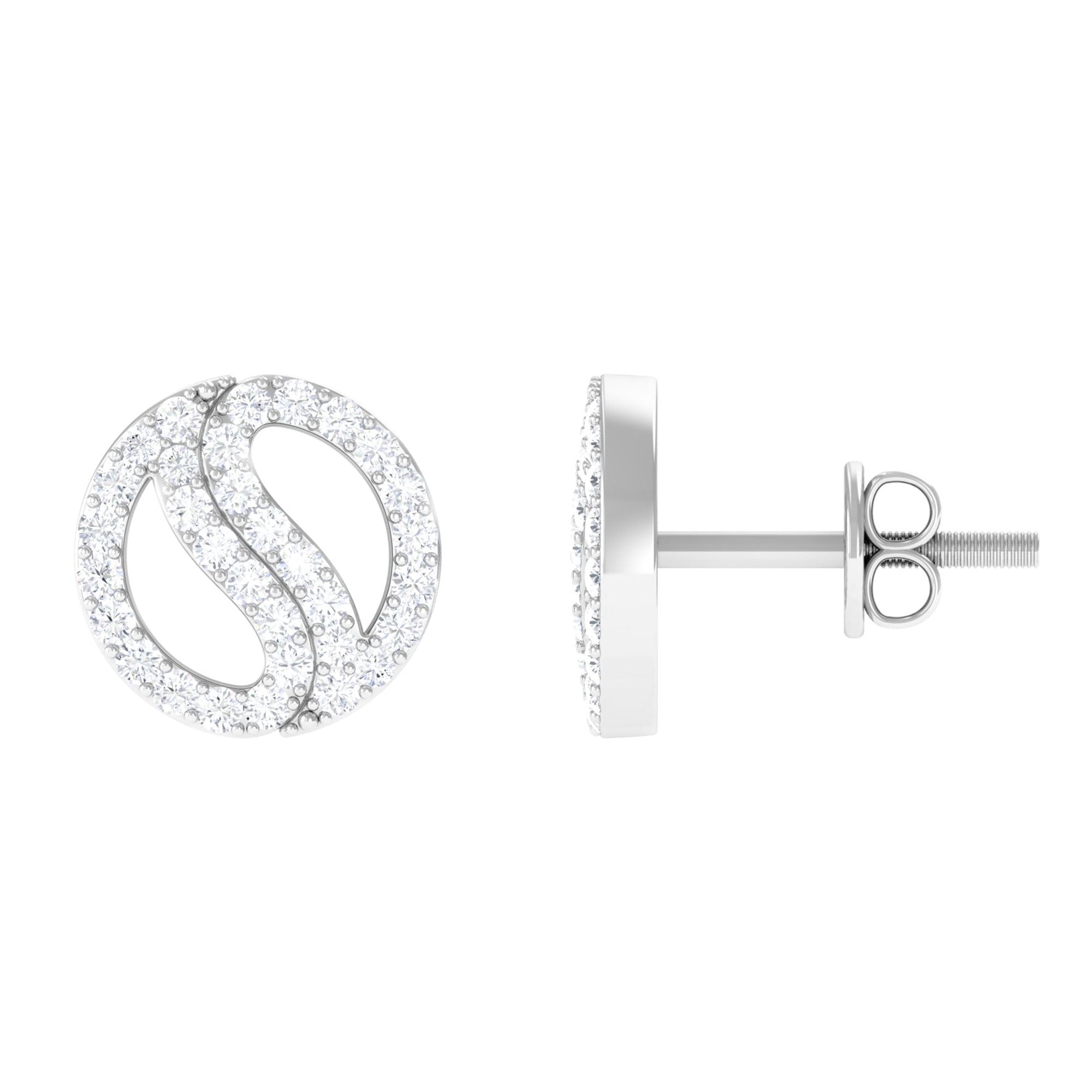 1/2 CT Classic Real Diamond Round Stud Earrings in Gold