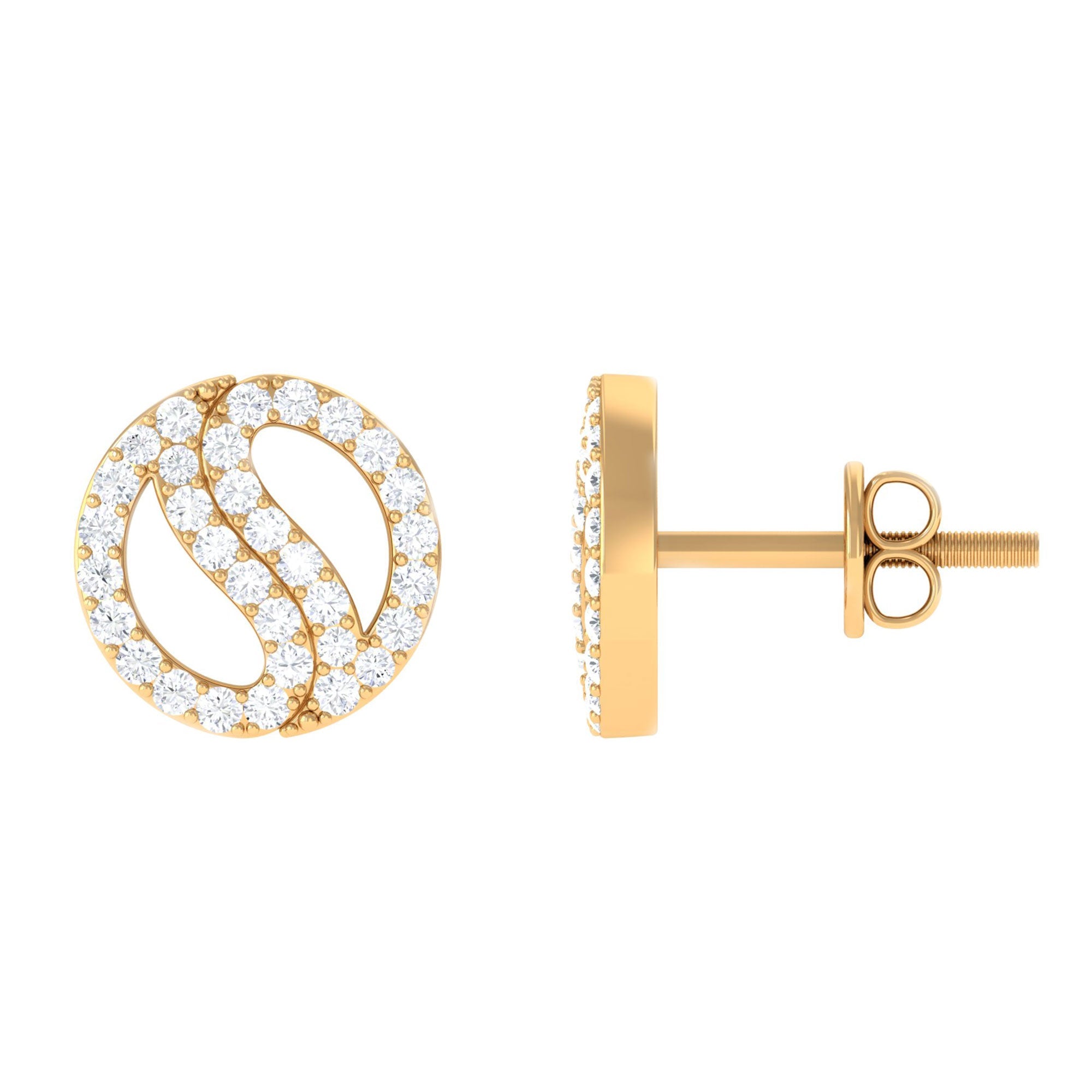 1/2 CT Classic Real Diamond Round Stud Earrings in Gold