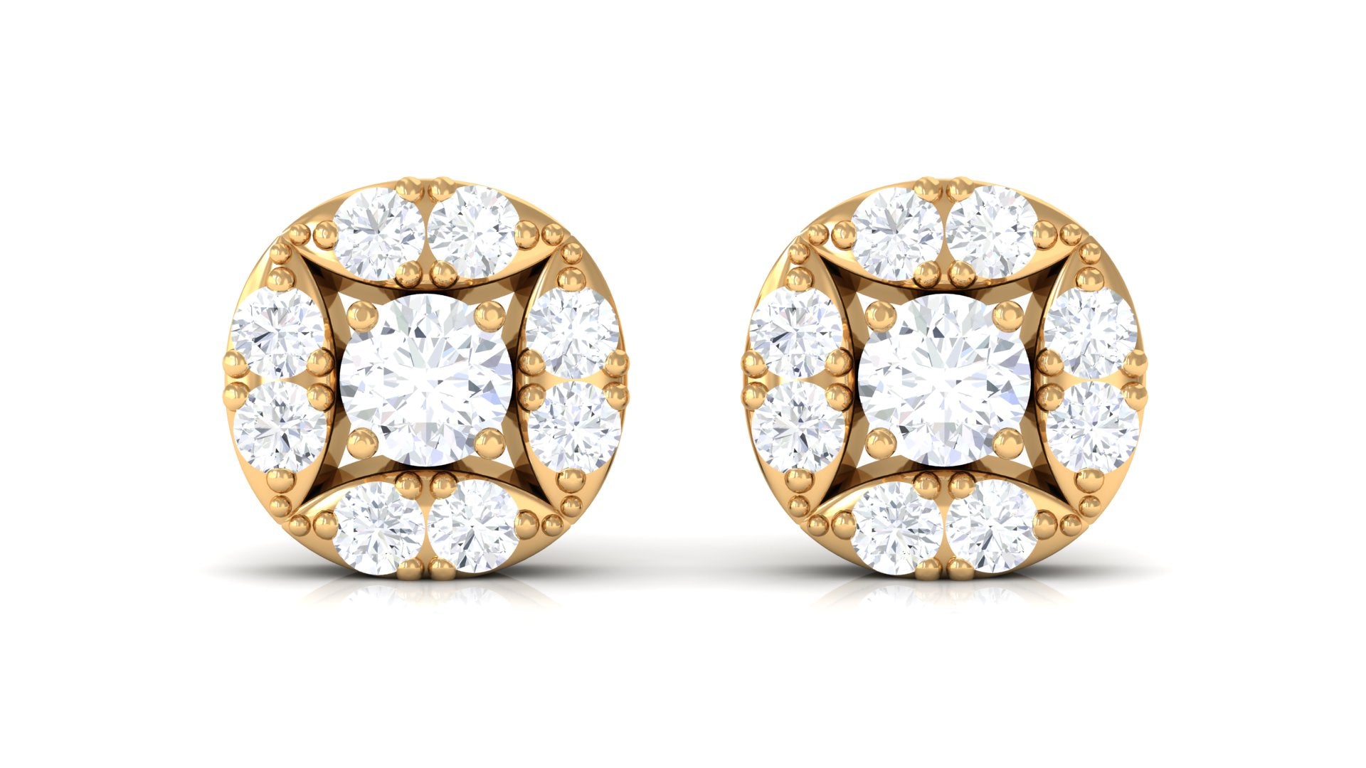 Natural Diamond Screw Back Stud Earrings