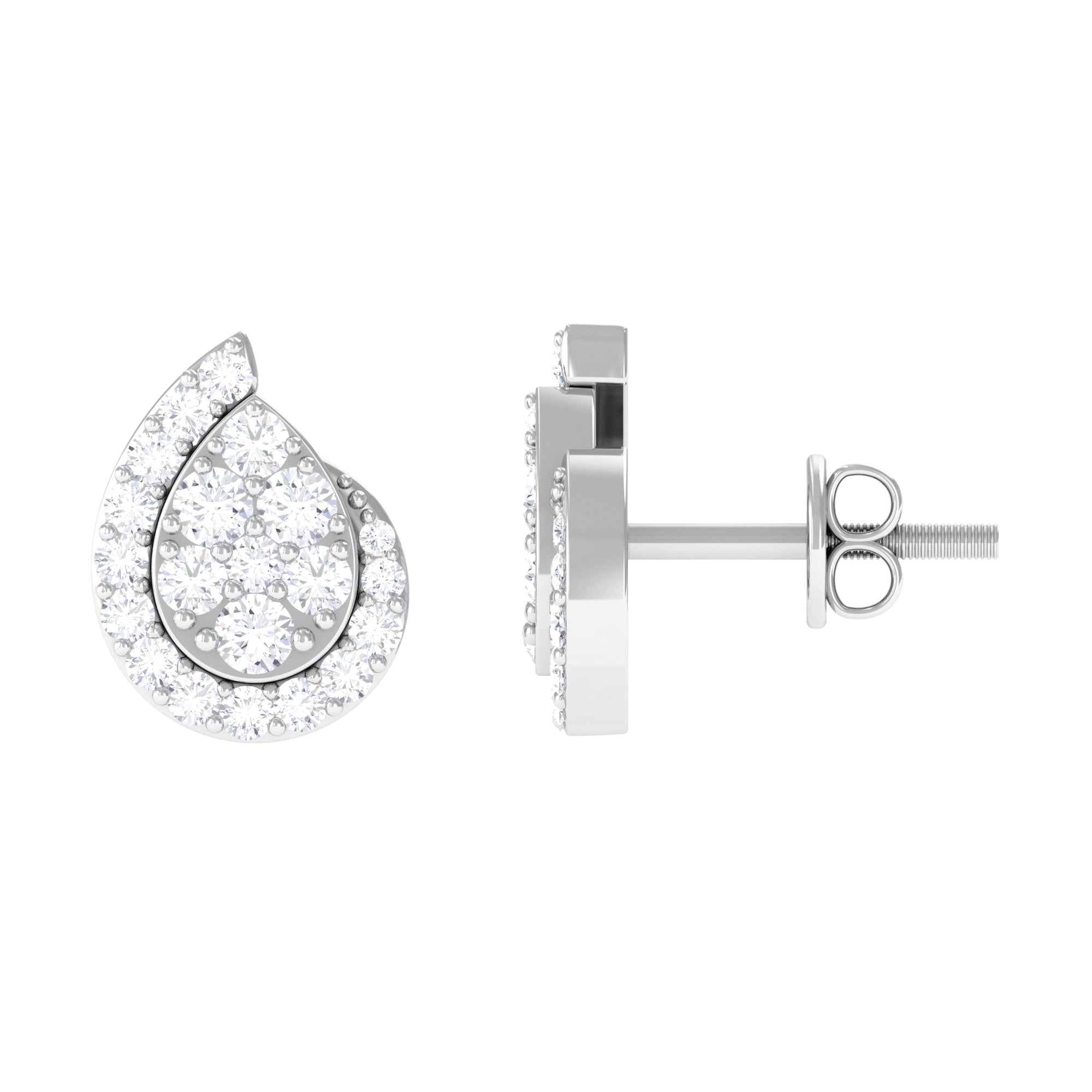 0.75 CT Real Diamond Designer Teardrop Stud Earrings