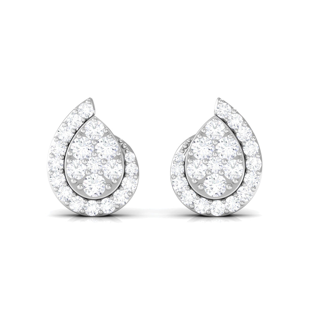 0.75 CT Real Diamond Designer Teardrop Stud Earrings