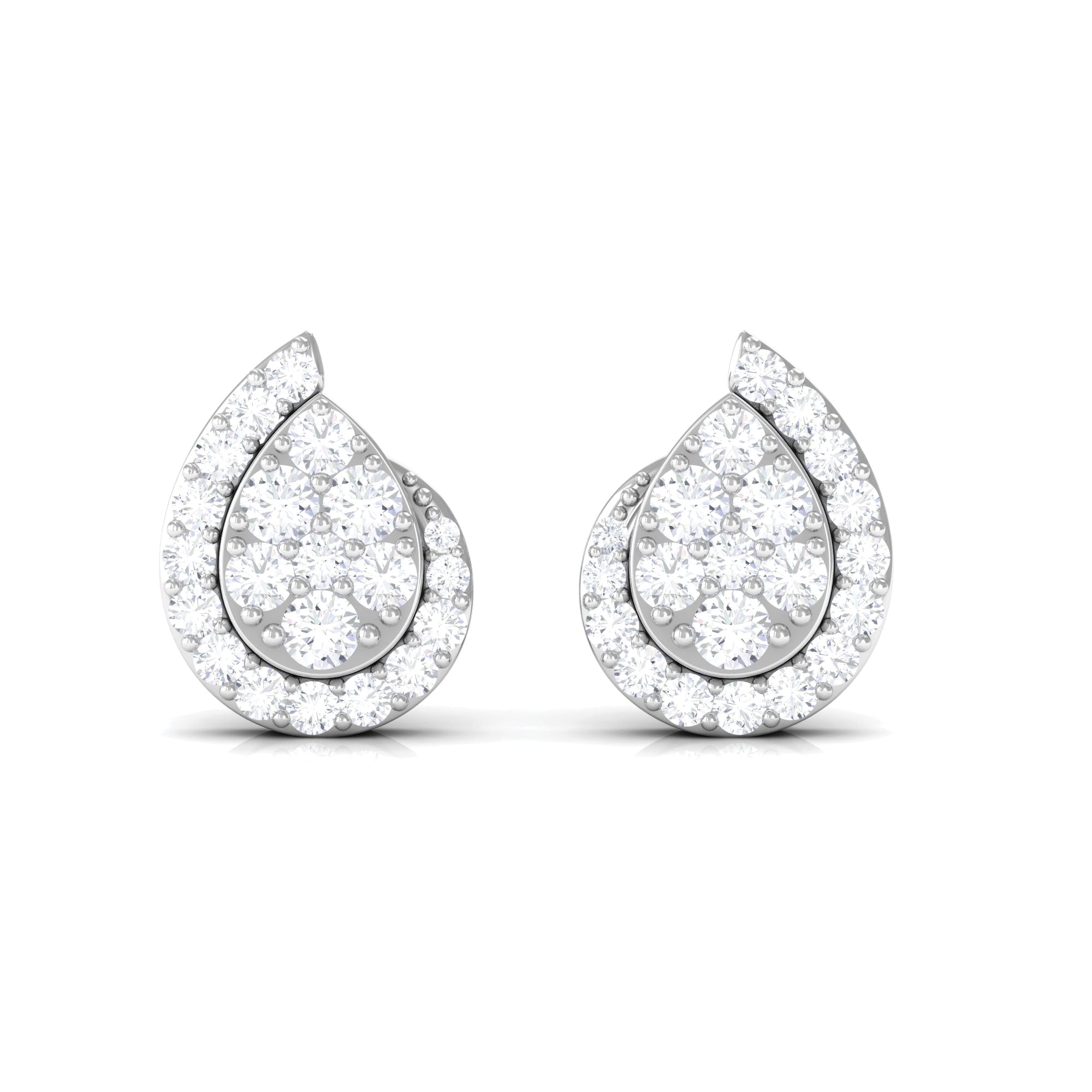 0.75 CT Real Diamond Designer Teardrop Stud Earrings
