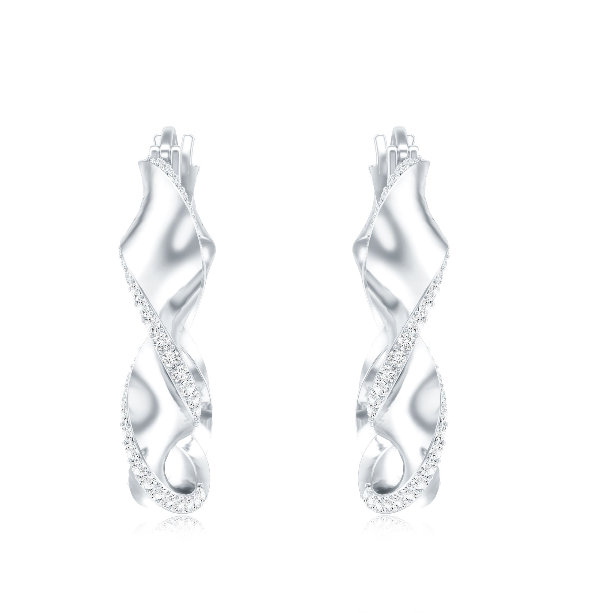 Lab Grown Diamond Twisted Hoop Earrings with Snap Back