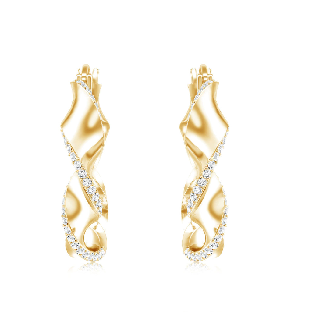 Lab Grown Diamond Twisted Hoop Earrings with Snap Back