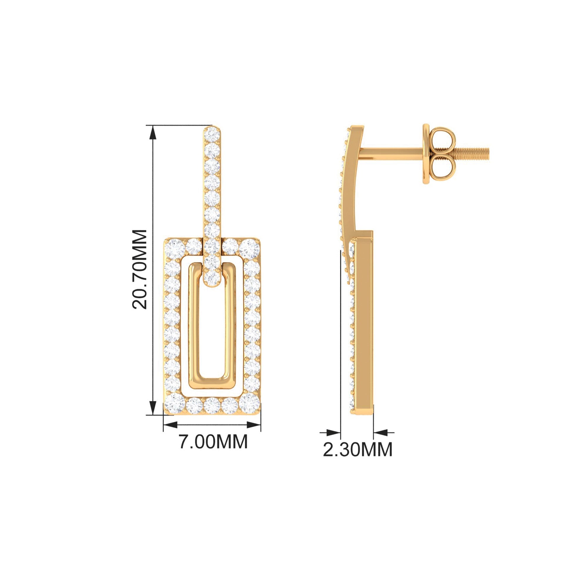 1 CT Certified Moissanite Minimal Rectangle Shape Dangle Earrings