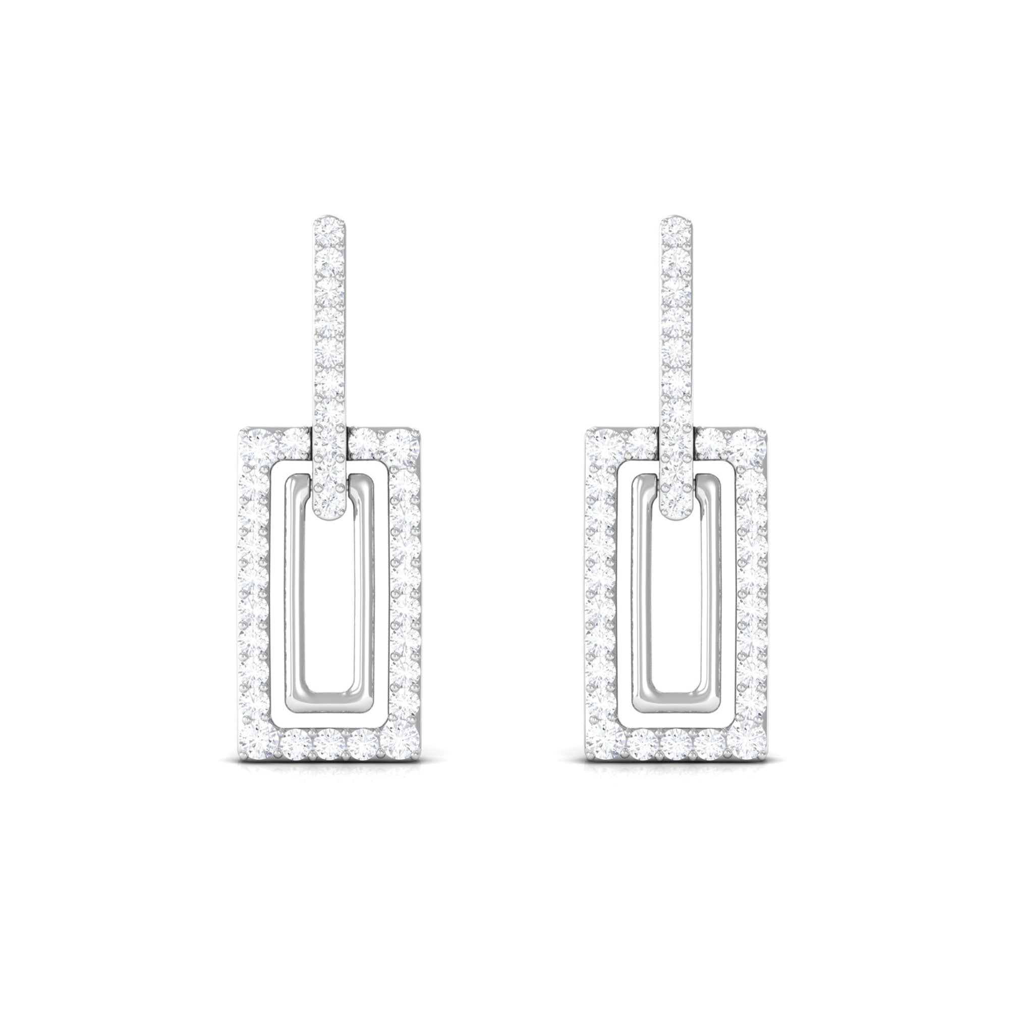 1 CT Certified Moissanite Minimal Rectangle Shape Dangle Earrings