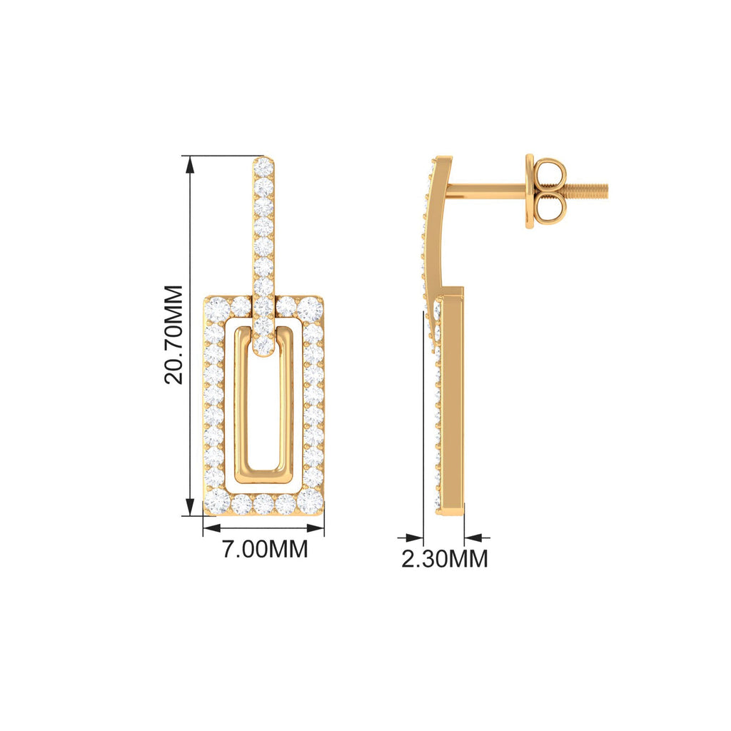 1 CT Certified Moissanite Minimal Rectangle Shape Dangle Earrings