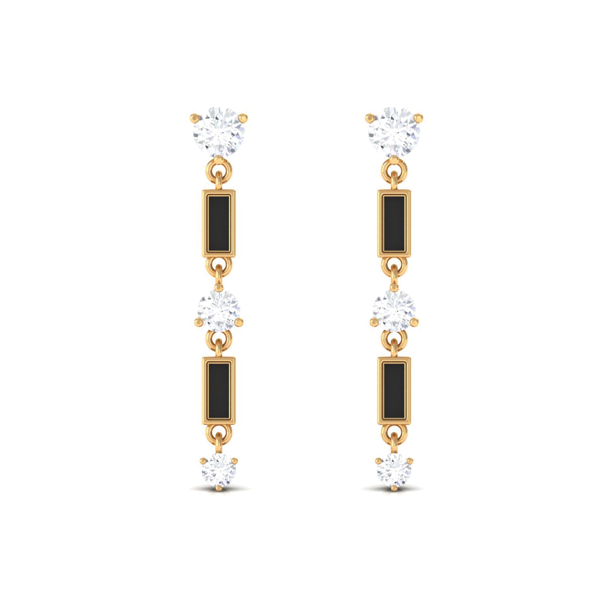 0.50 CT Moissanite Dangle Earrings with Black Enamel