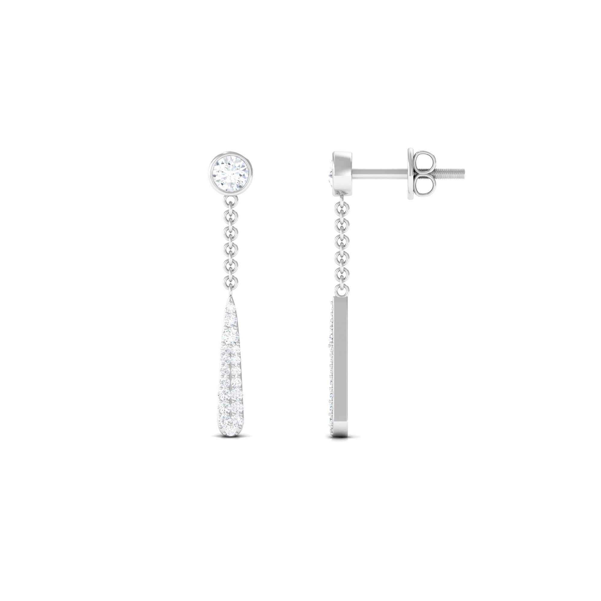 0.50 CT Certified Moissanite Chain Dangle Earrings