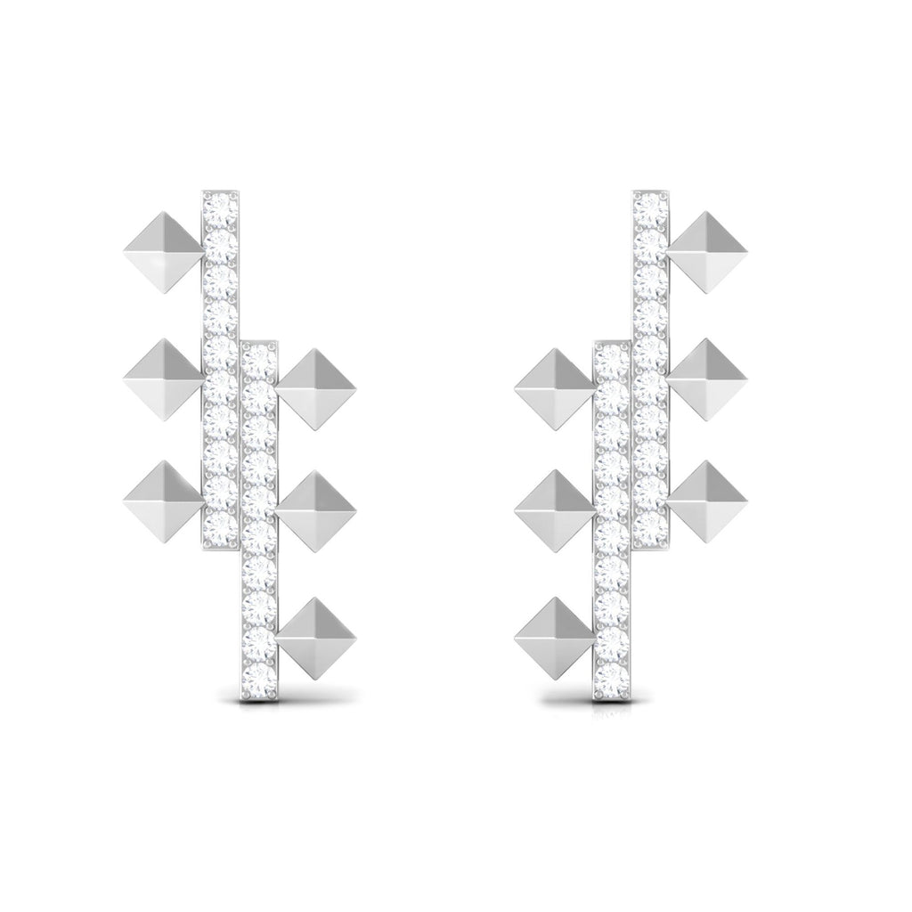 1/2 CT Pave Moissanite Bar Art Deco Stud Earrings