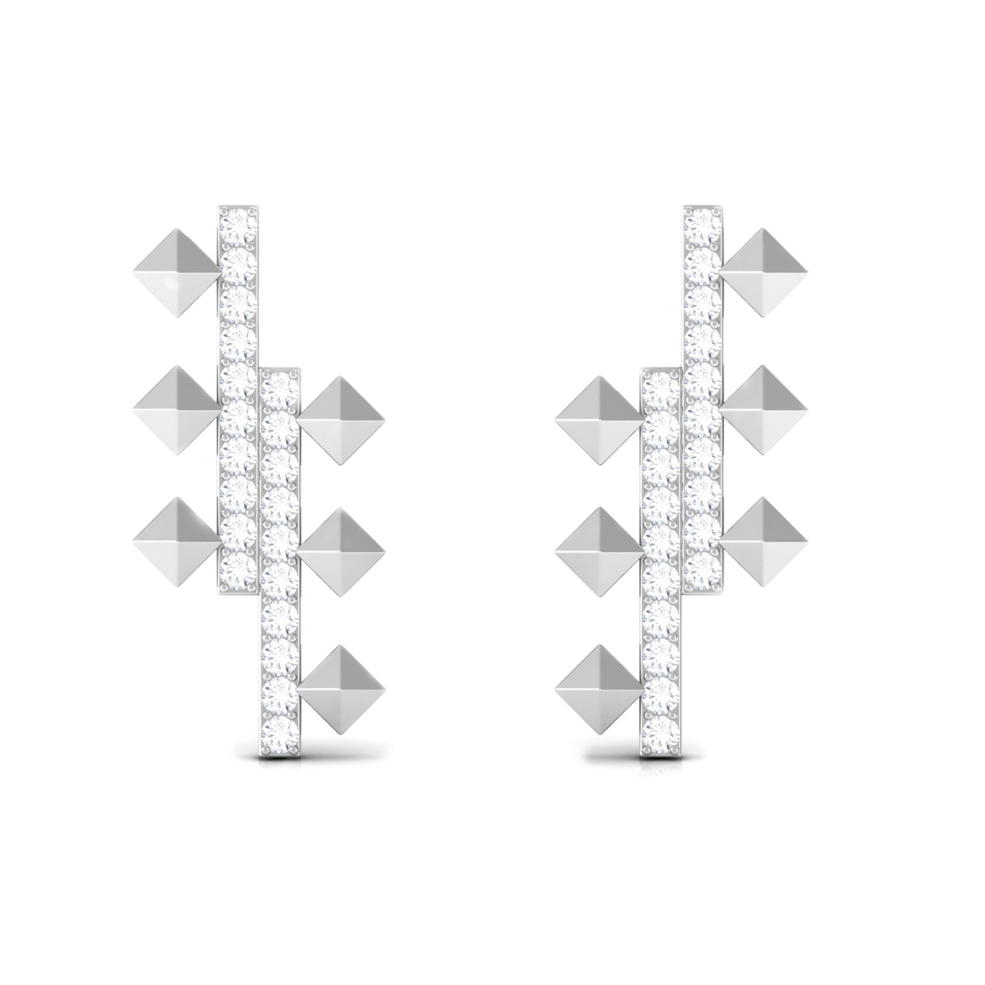 1/2 CT Pave Moissanite Bar Art Deco Stud Earrings