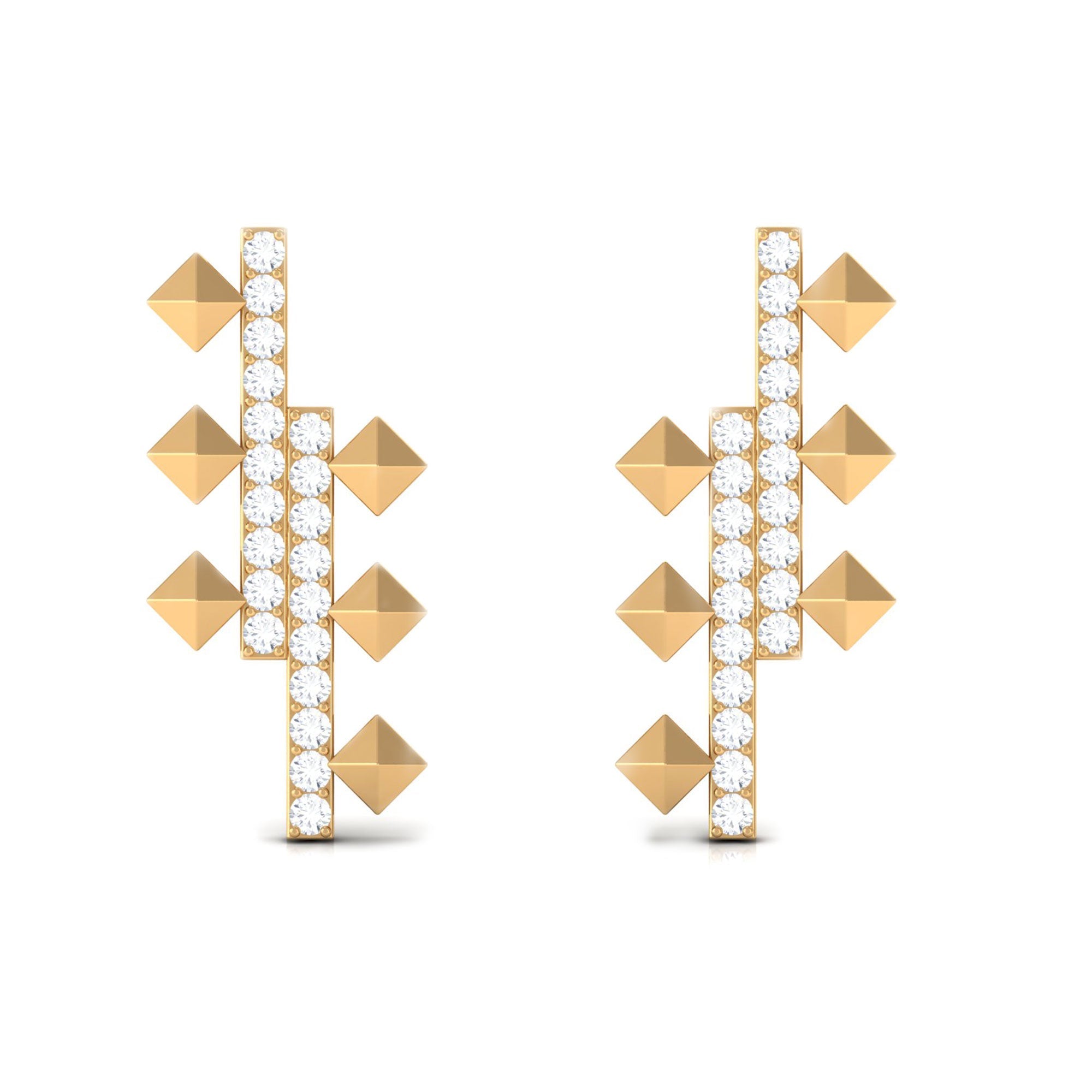 1/2 CT Pave Moissanite Bar Art Deco Stud Earrings