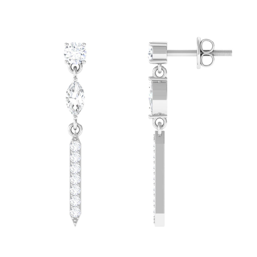 1 CT Moissanite Minimal Dangle Earrings with Screw Back