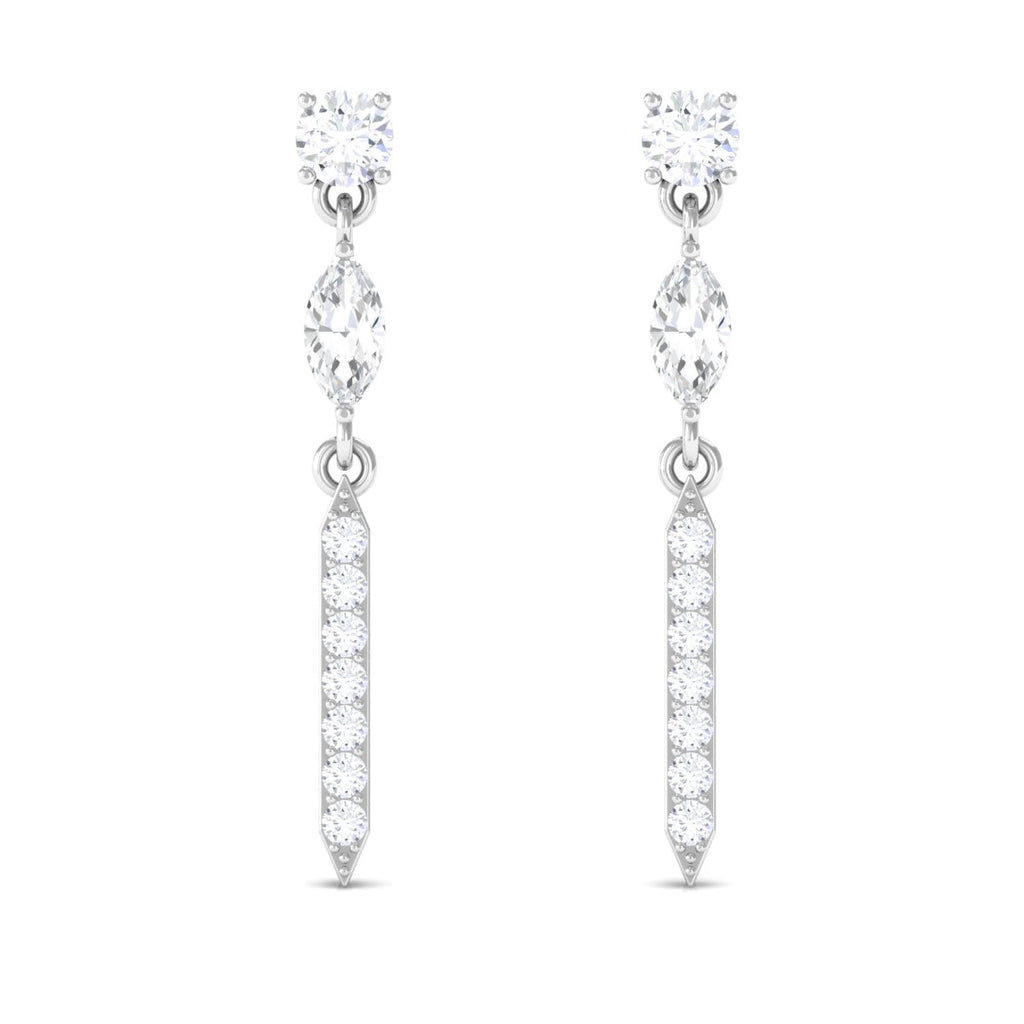 1 CT Moissanite Minimal Dangle Earrings with Screw Back