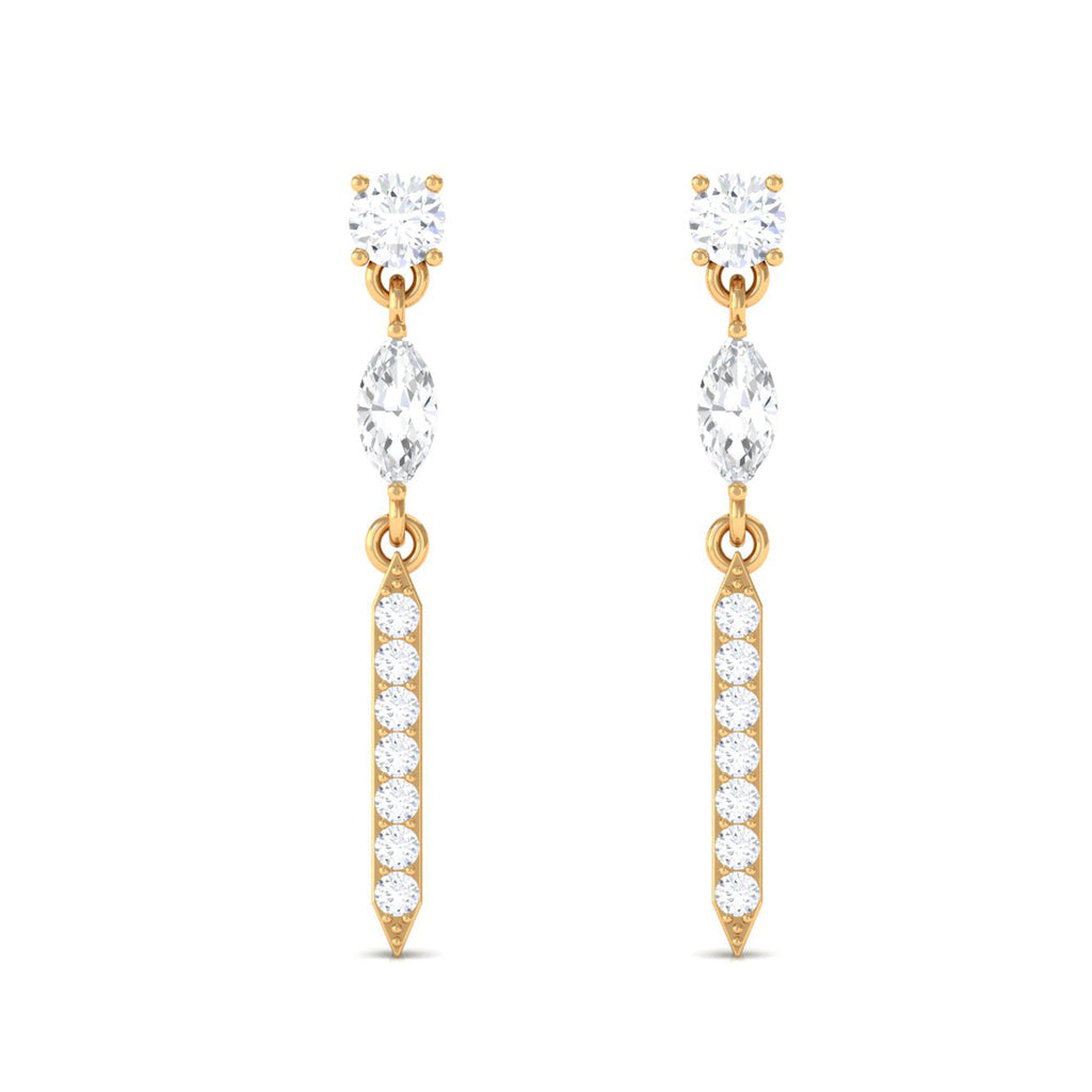 1 CT Moissanite Minimal Dangle Earrings with Screw Back