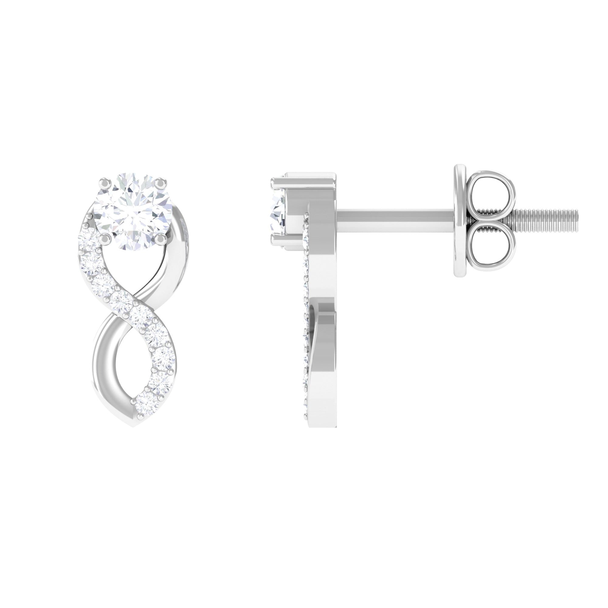 Certified Moissanite Infinity Stud Earrings for Women