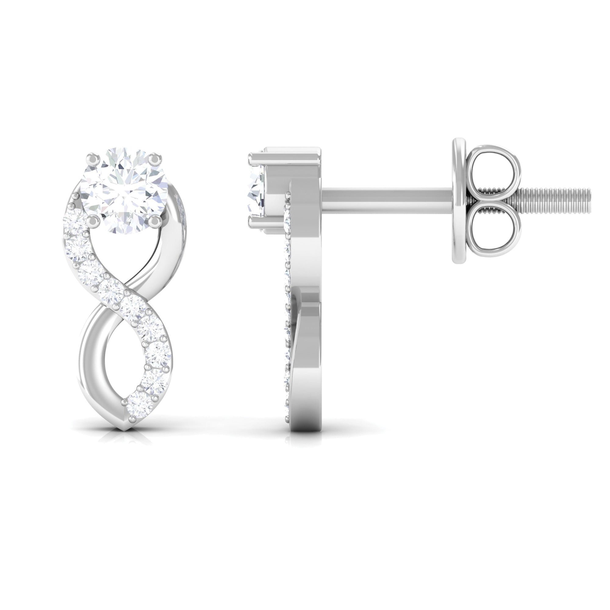 Certified Moissanite Infinity Stud Earrings for Women