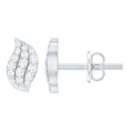 1/4 CT Certified Moissanite Leaf Stud Earrings in Pave Setting