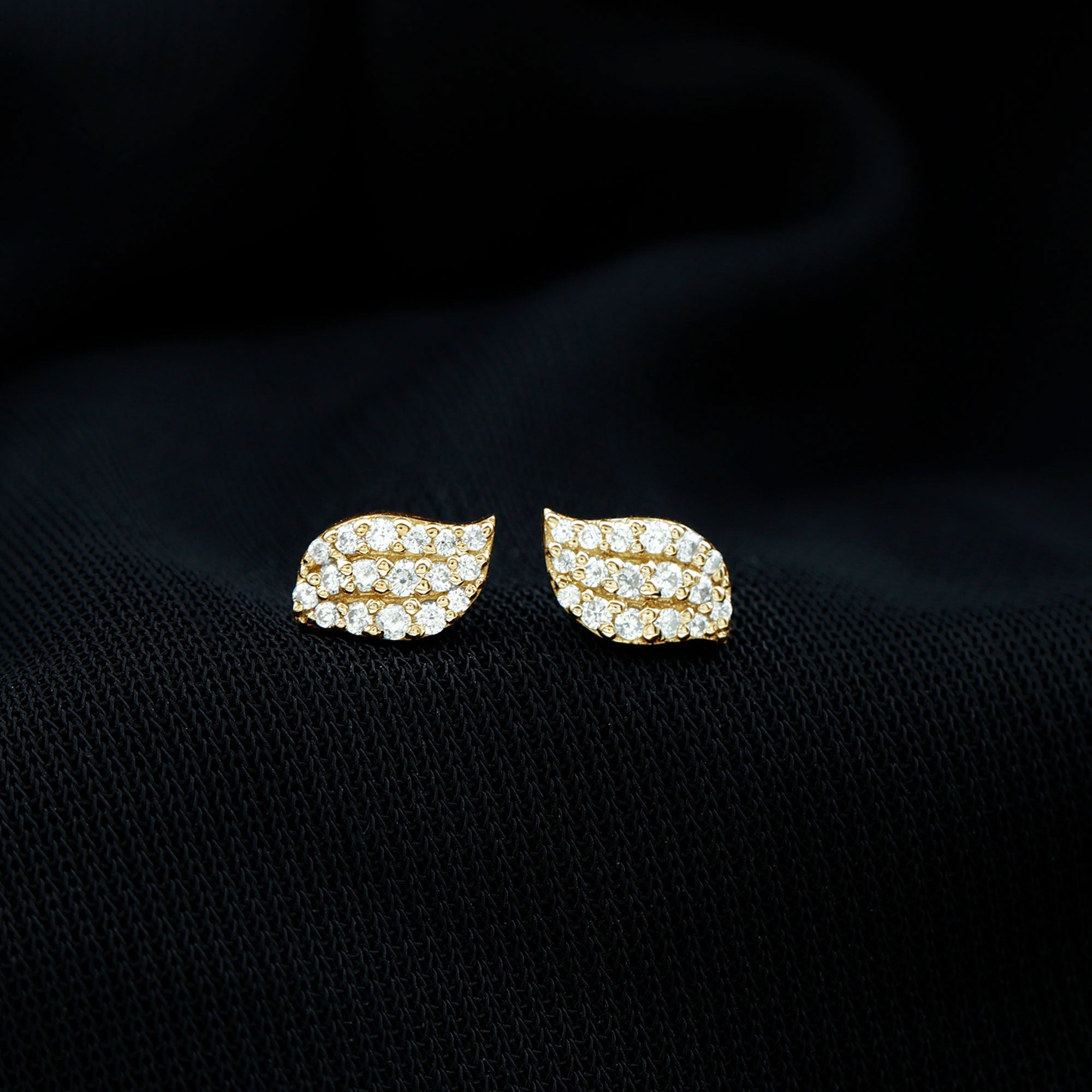 1/4 CT Certified Moissanite Leaf Stud Earrings in Pave Setting