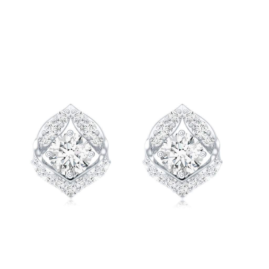 1 CT Moissanite Petal Stud Earrings with Screw Back