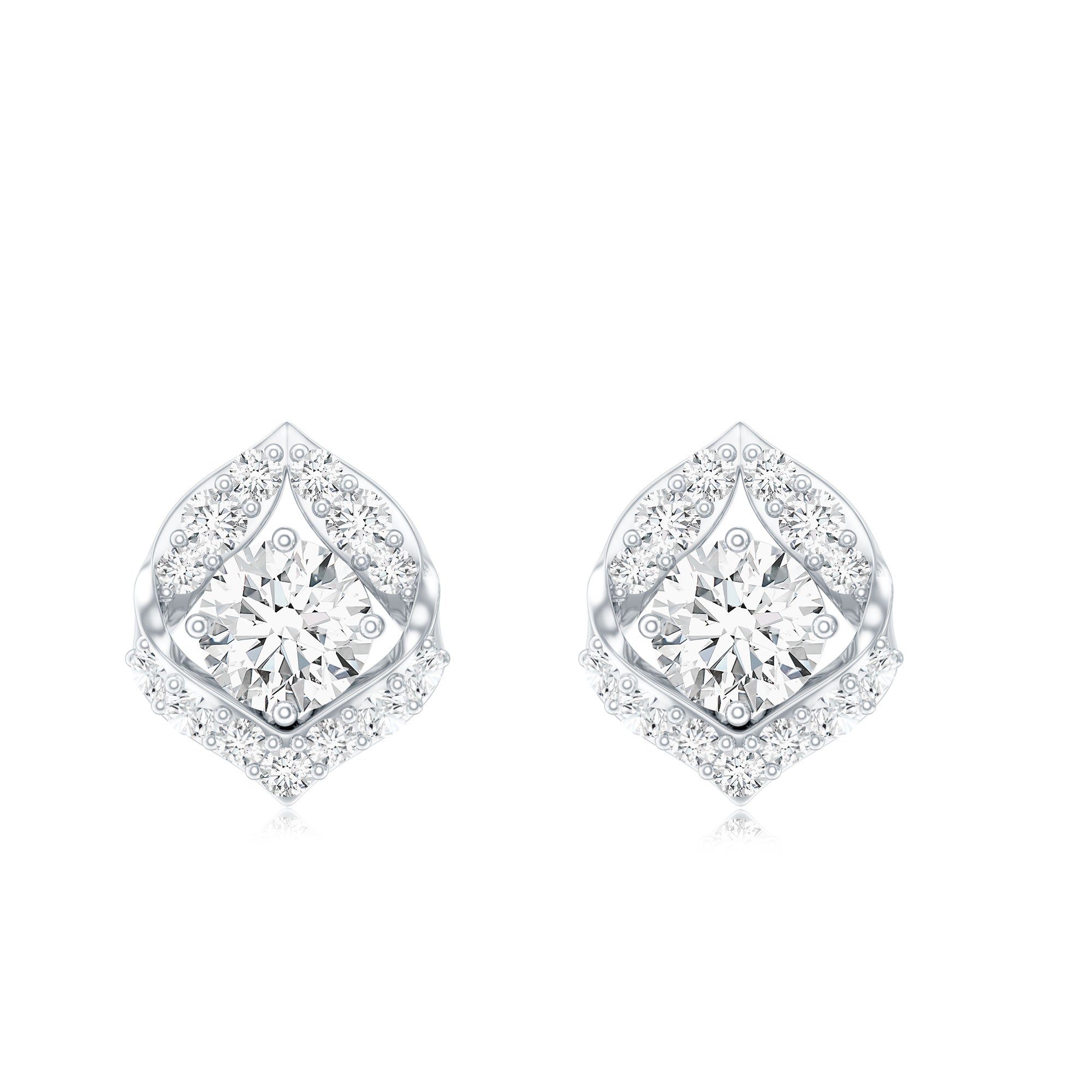 1 CT Moissanite Petal Stud Earrings with Screw Back