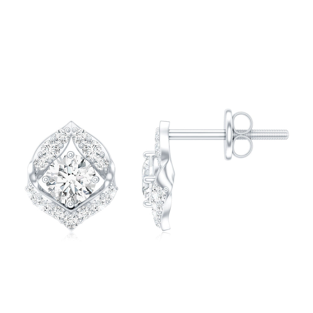 1 CT Moissanite Petal Stud Earrings with Screw Back