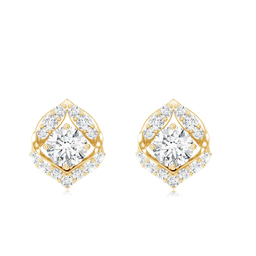1 CT Moissanite Petal Stud Earrings with Screw Back