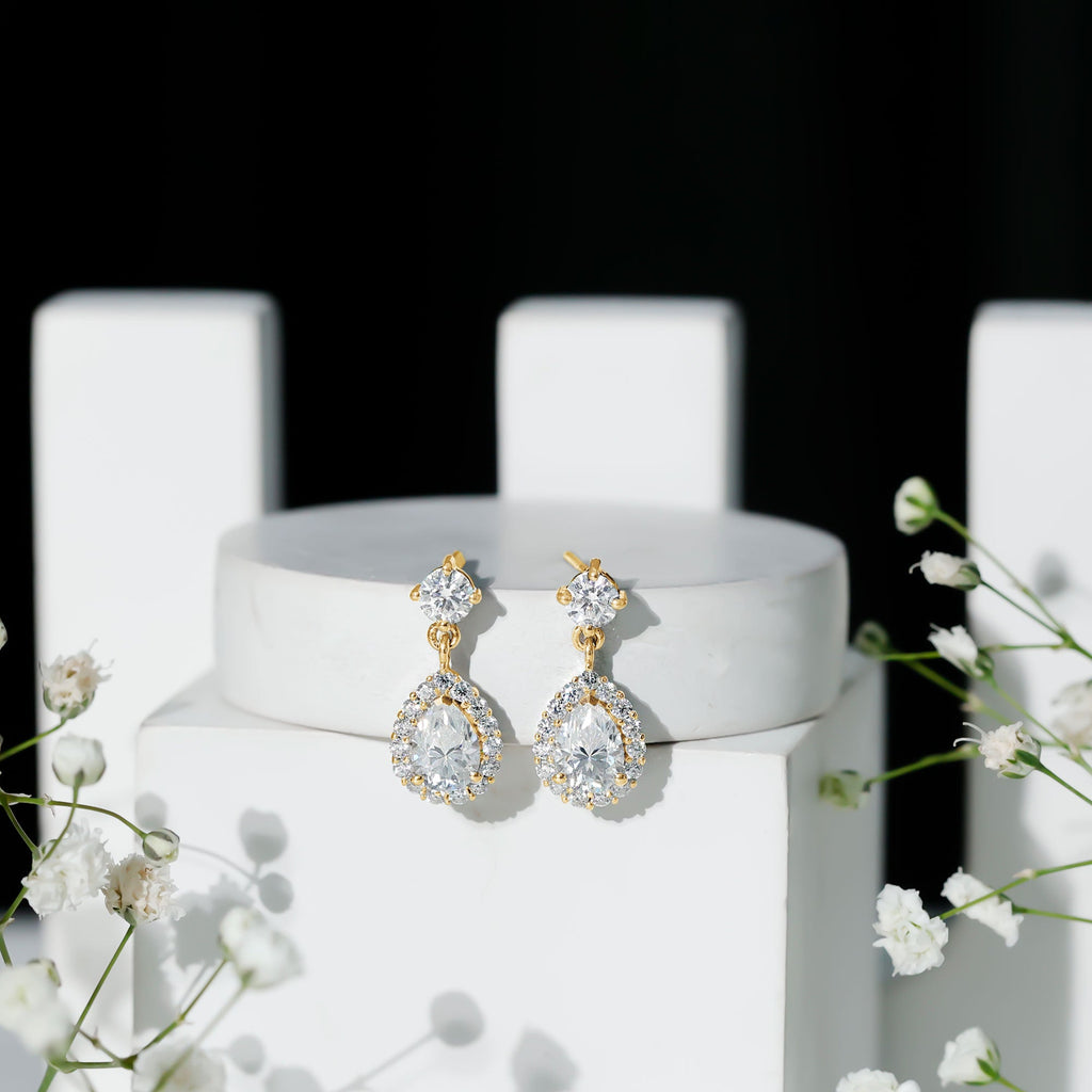 2.50 CT Moissanite Bridal Dangle Earrings in Prong Setting