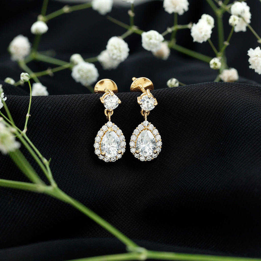 2.50 CT Moissanite Bridal Dangle Earrings in Prong Setting