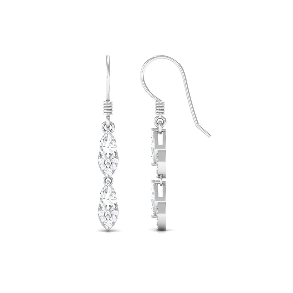 1.25 CT Moissanite Minimal Dangle Earrings in Gold