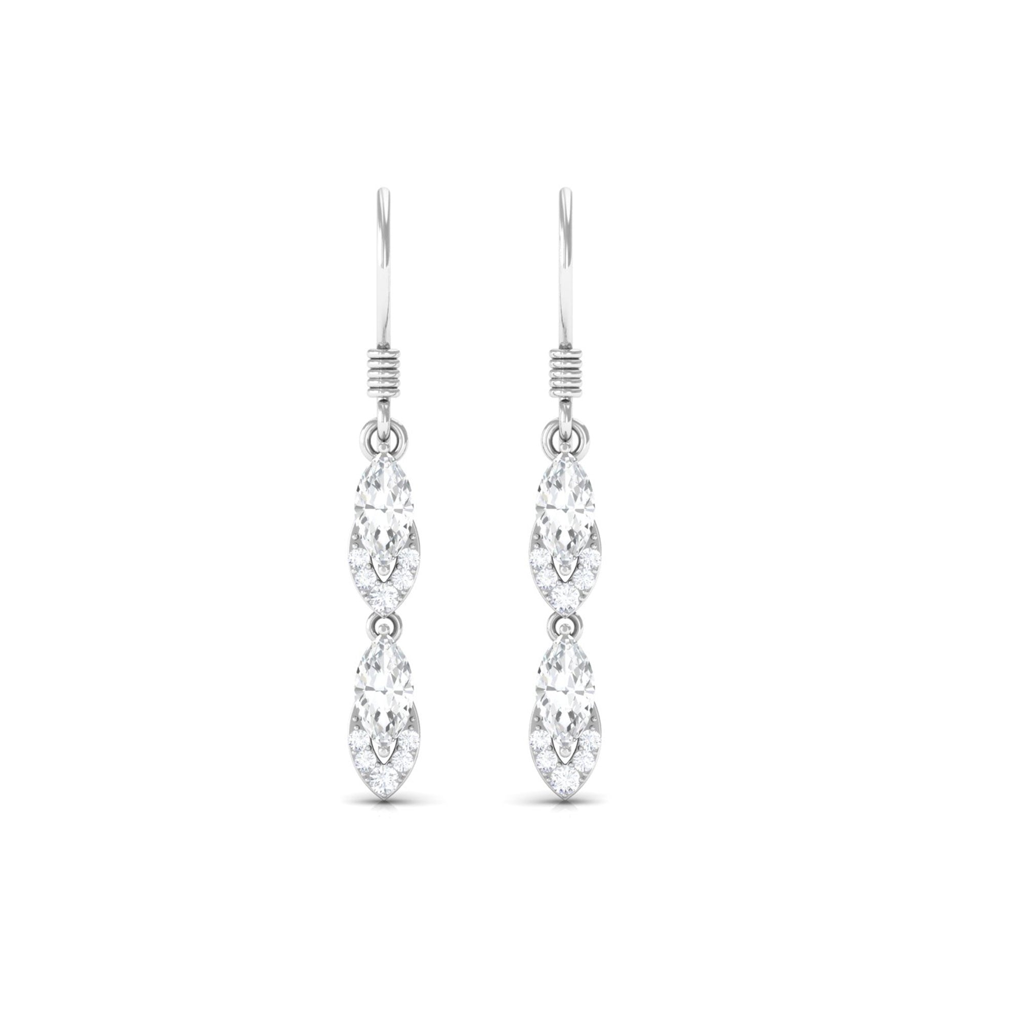 1.25 CT Moissanite Minimal Dangle Earrings in Gold