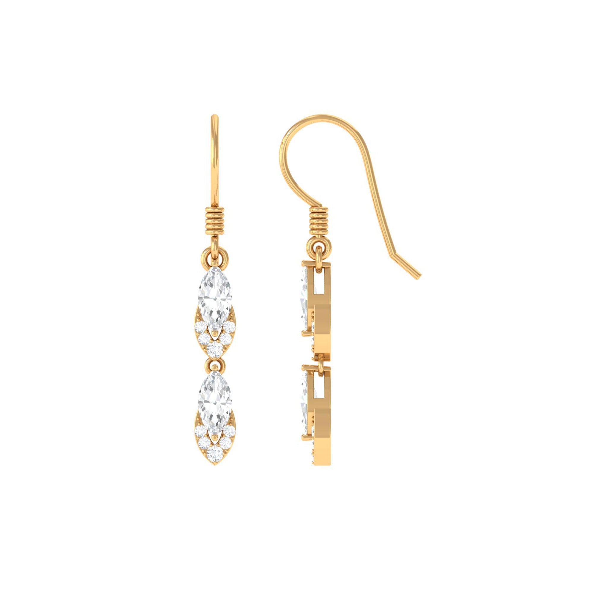 1.25 CT Moissanite Minimal Dangle Earrings in Gold