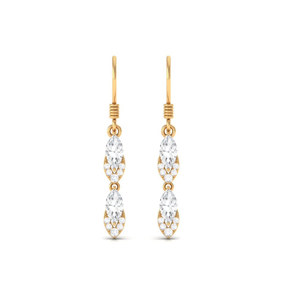 1.25 CT Moissanite Minimal Dangle Earrings in Gold