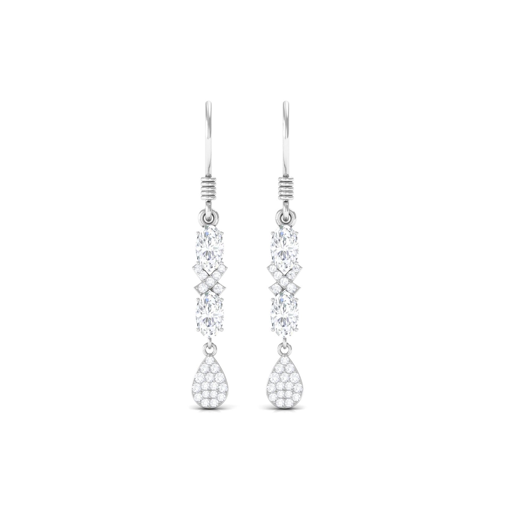1.5 CT Round and Oval Cut Moissanite Dangle Earrings
