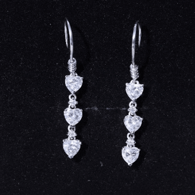 2 CT Heart and Round Shape Moissanite Dangle Earrings
