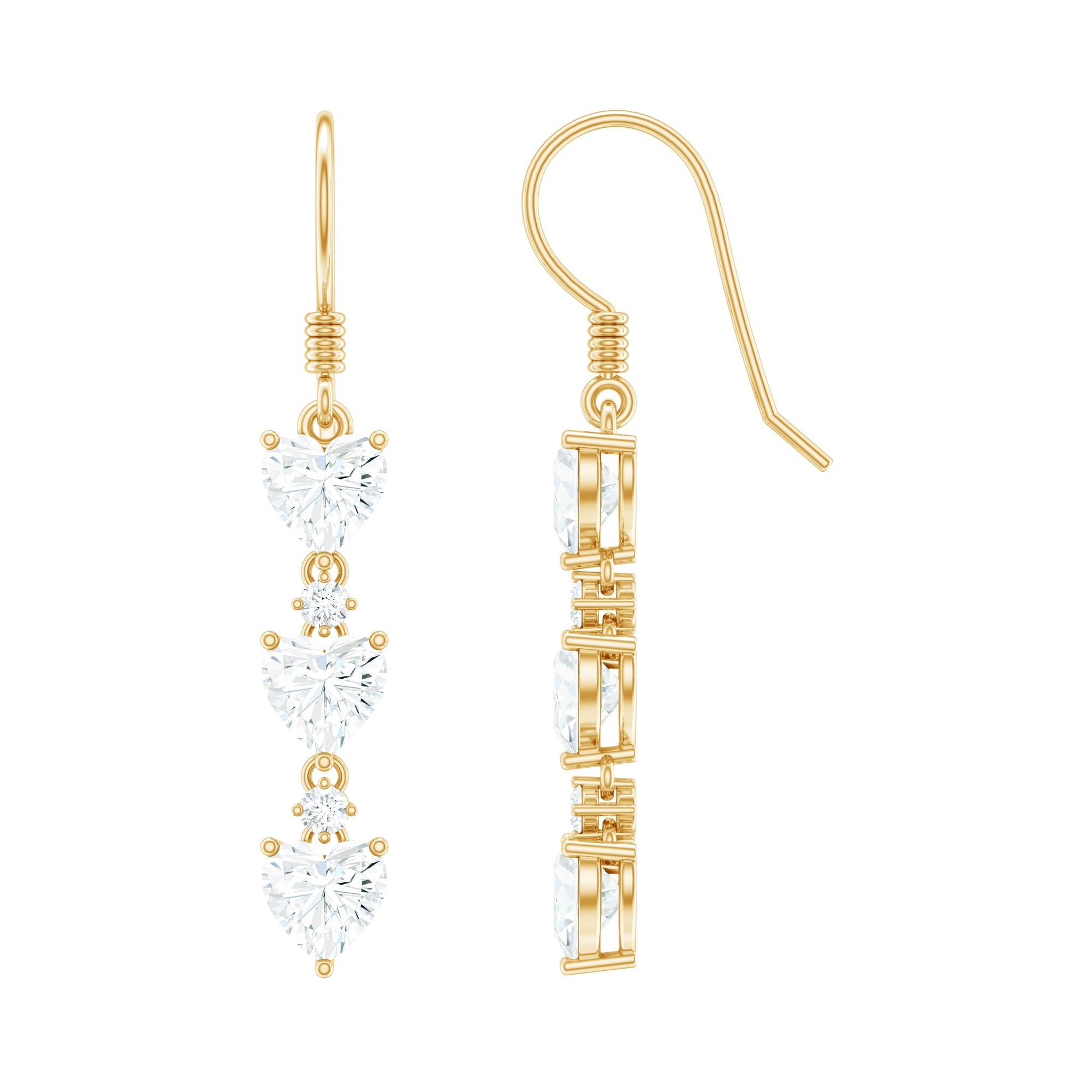 2 CT Heart and Round Shape Moissanite Dangle Earrings