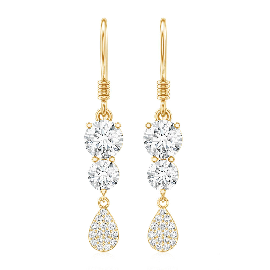 1.75 CT Moissanite Minimal Dangle Earrings in Gold