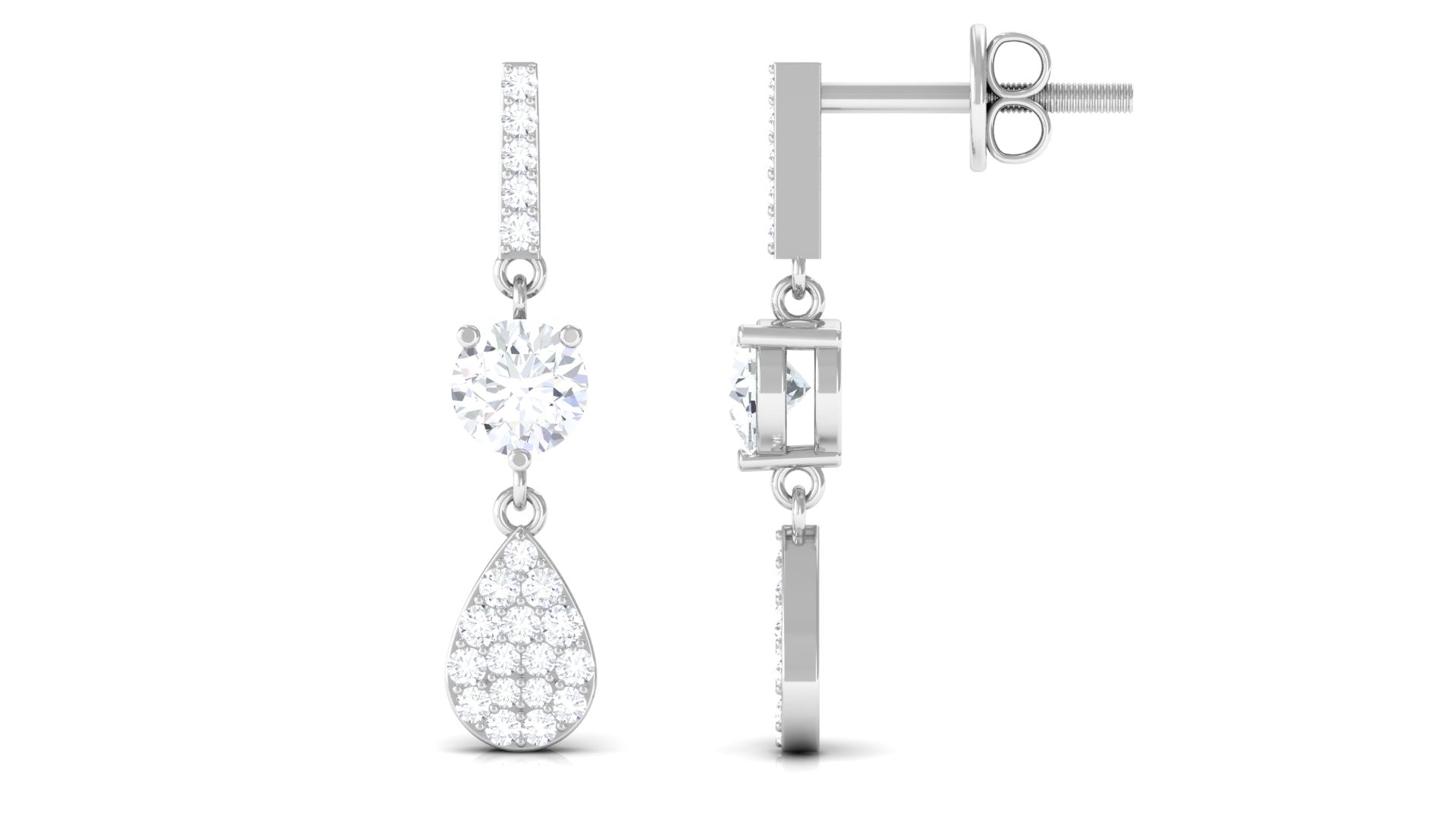 1 CT Round Cut Moissanite Classic Dangle Drop Earrings