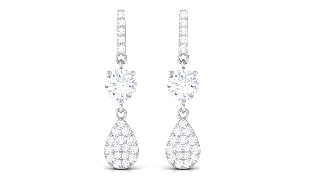 1 CT Round Cut Moissanite Classic Dangle Drop Earrings