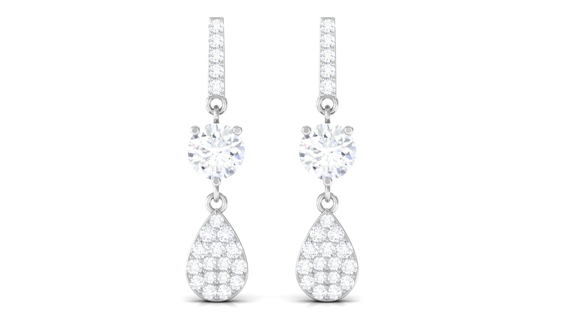 1 CT Round Cut Moissanite Classic Dangle Drop Earrings