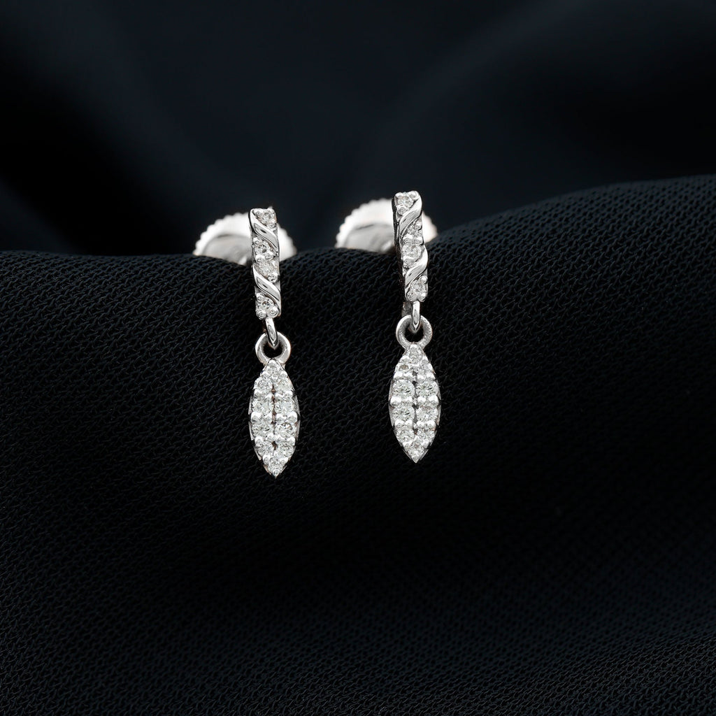 Certified Moissanite Leaf Dangle Drop Earrings
