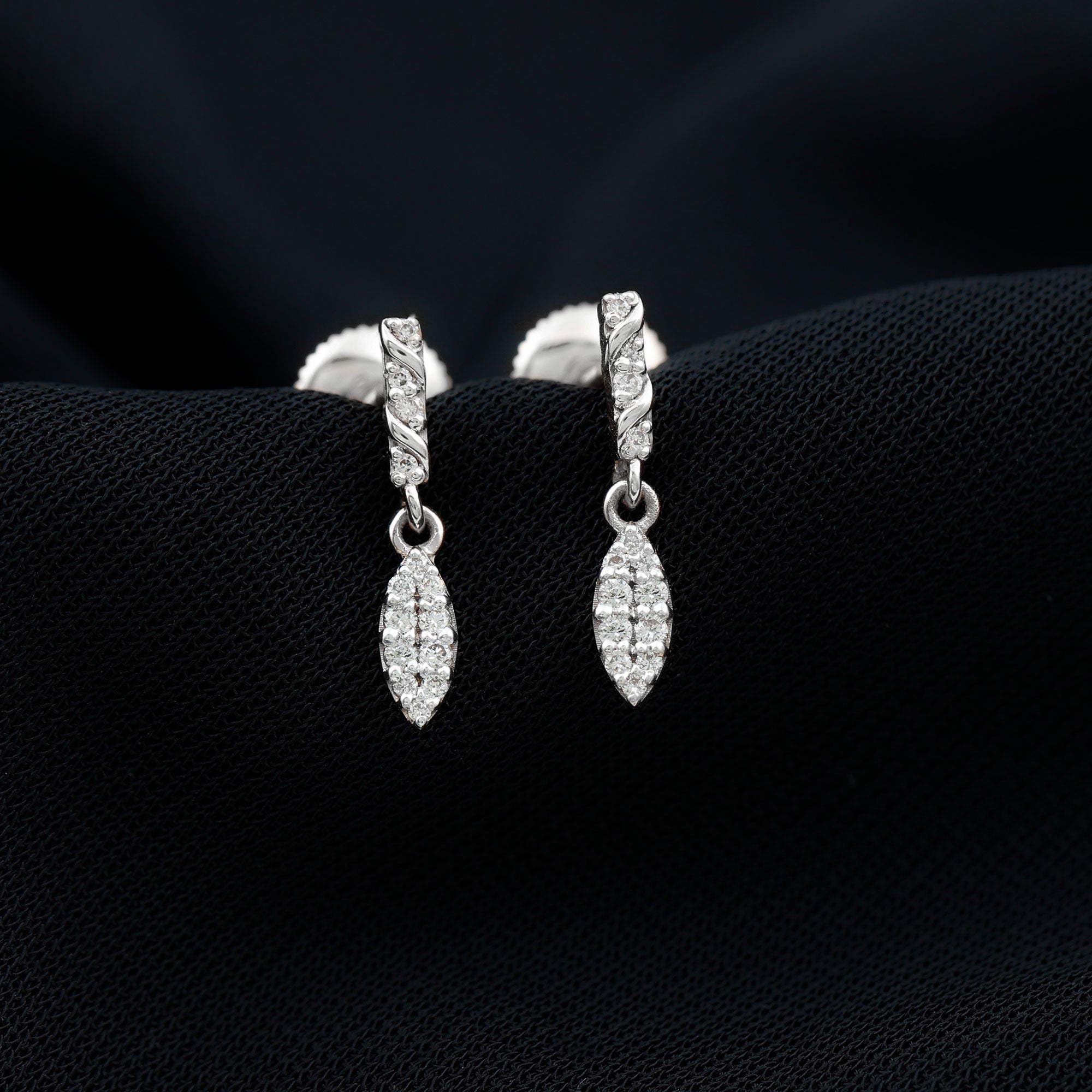 Certified Moissanite Leaf Dangle Drop Earrings