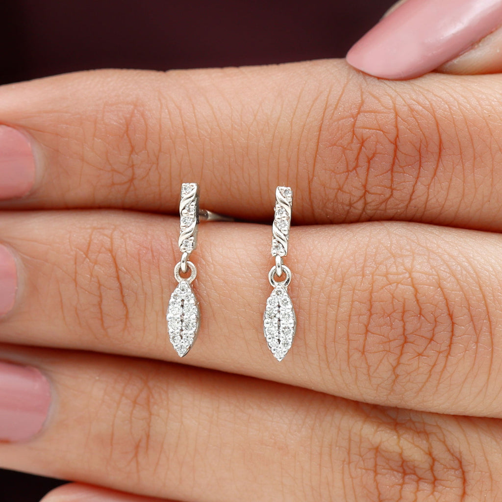 Certified Moissanite Leaf Dangle Drop Earrings