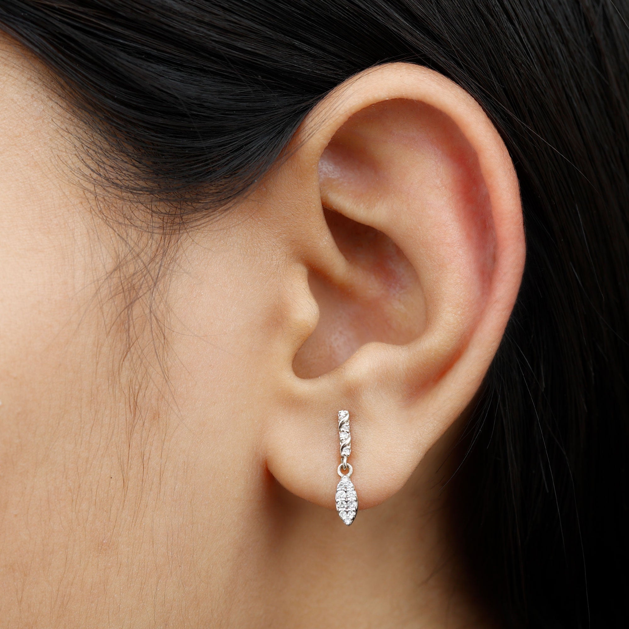 Certified Moissanite Leaf Dangle Drop Earrings