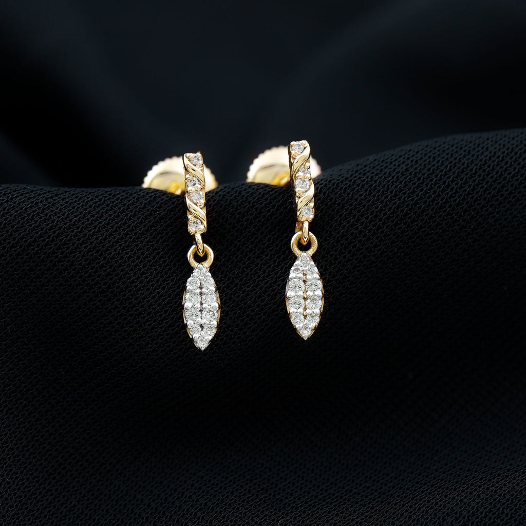 Certified Moissanite Leaf Dangle Drop Earrings