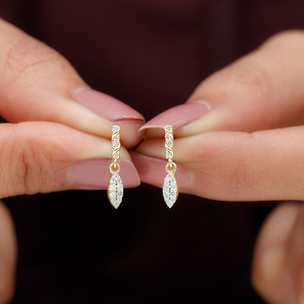 Certified Moissanite Leaf Dangle Drop Earrings
