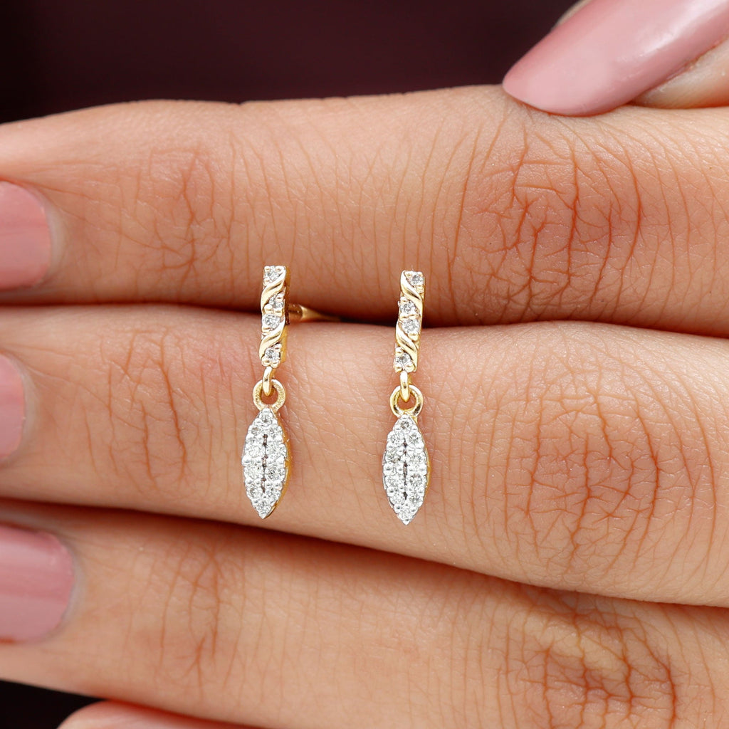 Certified Moissanite Leaf Dangle Drop Earrings